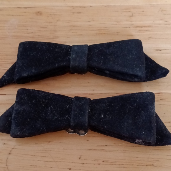 Vintage black fabric bow shoe clips - Picture 2 of 2